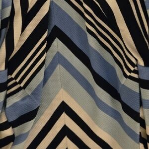 Roz & Ali Navy, Light Blue & White Chevron Bell Sleeve Top